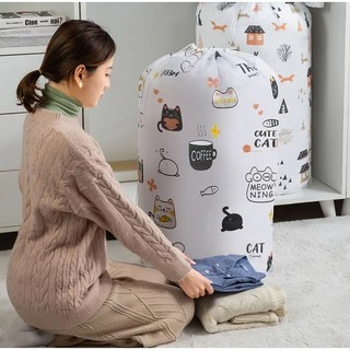 ShopAt.Two[PB2327] ถุงเก็บผ้านวม ทรงกระบอก มีเชือกรูด กันน้ำ กันฝุ่น
