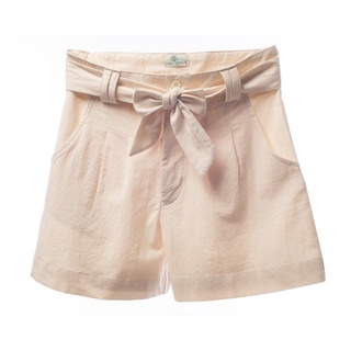 กรีน ค๊อตตอน กางเกงขาสั้นผูกโบว์หณิง สีครีม Green Cotton Ladies Short Pants with Tie 2134