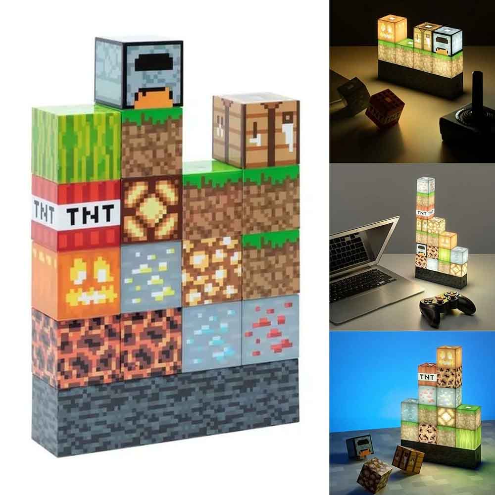 Minecraft Building Block Light Desk Lamp Create Your Own Bedroom Game Nhqx Shopee Thailand