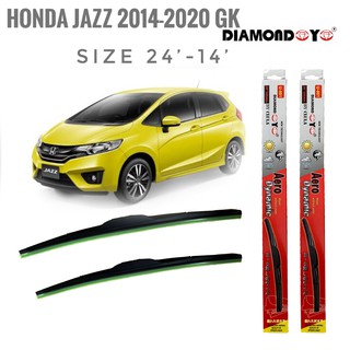 ที่ปัดน้ำฝน ใบปัดน้ำฝน ซิลิโคน ตรงรุ่น Honda Jazz 2014-2020 Gk ไซส์ 24-14 ยี่ห้อ Diamondการันตีคุณภาพ