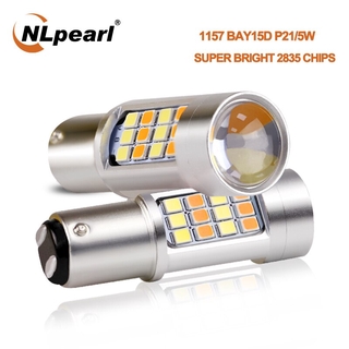 NLpearl หลอดไฟสัญญาณไฟเลี้ยวรถยนต์ 1157 Bay15d P21/5w Led Bulb 2835 SMD สองสี T20 Led 7443 W21 5W 3157 Led P27/7W 1 ชิ้น