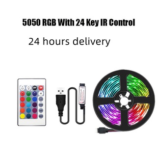 พร้อมส่ง แถบไฟแบ็คไลท์ LED 5V USB 24 คีย์ 5050 RGB TV H+Q1