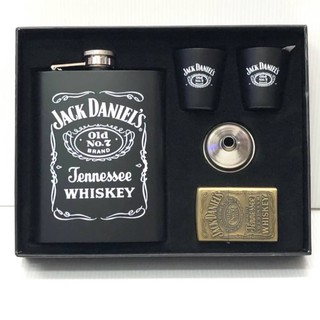 JACK ดำ เซทกระป๋องใส่เครื่องดื่ม เหล้า แก้ว2ใบ กรวย1 ไฟแช็ก1