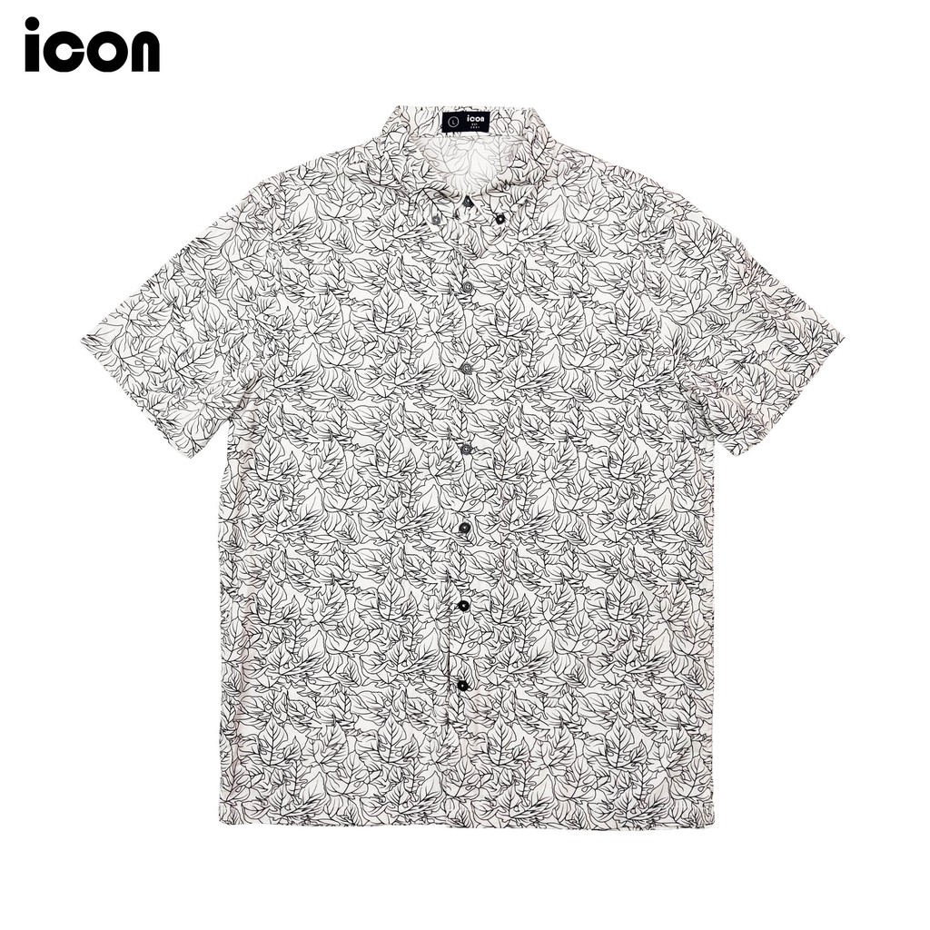 icon (ไอคอน) เสื้อเชิ้ตผู้ชาย แขนสั้น พิมพ์ลายกราฟิก ผลิตจากผ้าคอตตอน มีให้เลือก 2 สี - IAC5033