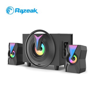 Razeak รุ่น SP-X9 ลำโพงไฟ 7 สี เสียงดี เสียบเมม แฟลตไดร์ มีบลูทูธ ในตัว รีโมท USB Speaker Bluetooth เบสแน่น