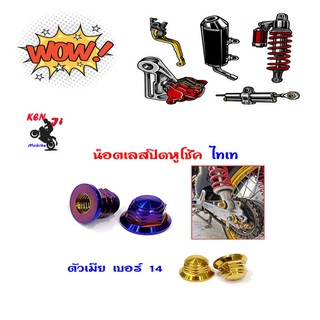 ตัวเมียยึดโช๊ค wave สีทอง /ไทเท (ราคาต่อหนึ่งคู่) ตัวเมียยึดโช๊คเวฟ หัวปิด หัวเจดีย์ สีทอง