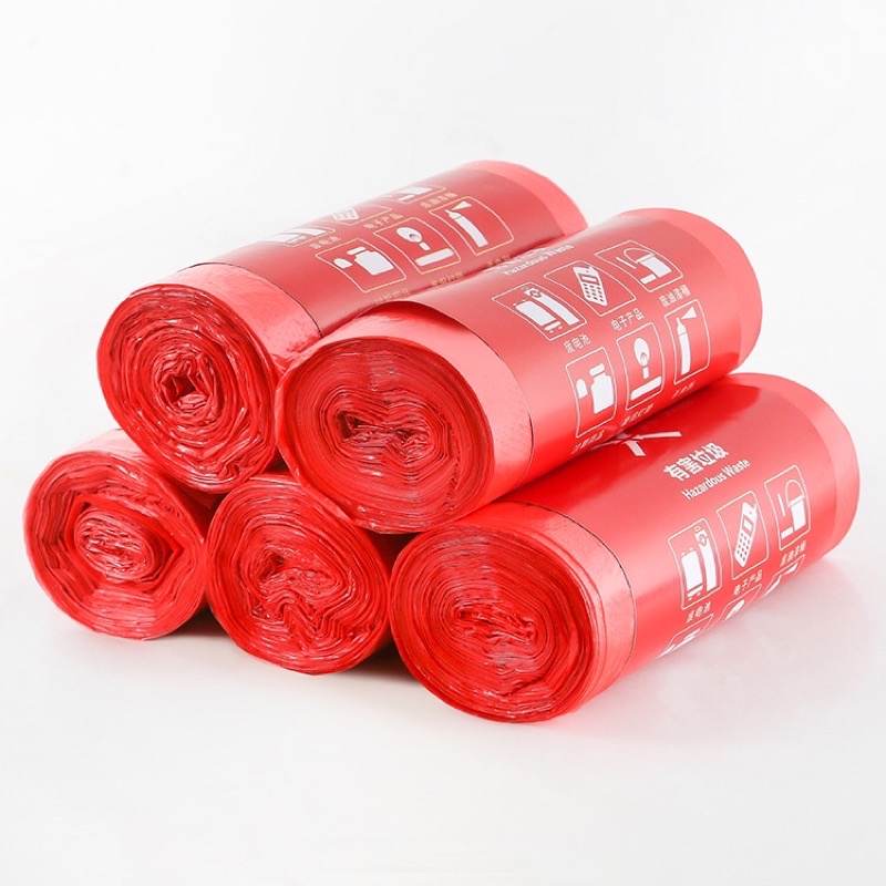 จัดส่งได้ตลอดเวลาถุงขยะแดงแบบม้วน 1ม้วน 30 ใบ ขนาด45*55cm