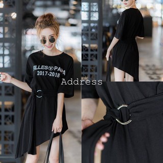 เสื้อยืดพิมพ์ลายด้านหน้า แต่งชายเฉียง สาวตัวเล็กใส่เป็นมินิเดรสได้นะคะ งานมีเข็มขัดให้ผูกค่ะ งานเก๋ไม่ซ้ำใคร