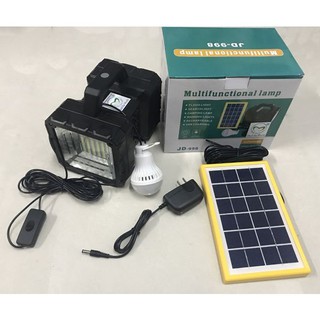 JD-998 Solar ชุดไฟอเนกประสงค์ คุ้มค่า ครบทุกฟังก์ชั่น Light Multifunctional Lamp Two Head Solar Search Light Solar Flood