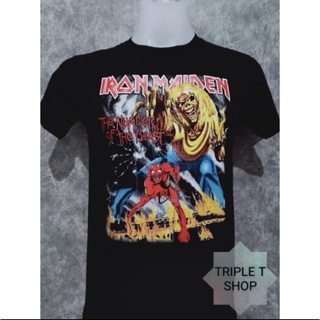 เสื้อยืดคอกลม สกรีนลาย IRON MAIDEN