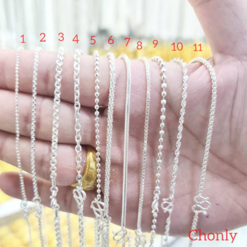 สร้อยคอเงินสีทองคำขาวเคลือบ เส้นเล็กน่ารักใส่อาบน้ำได้ มีบริการเก็บปลายทาง