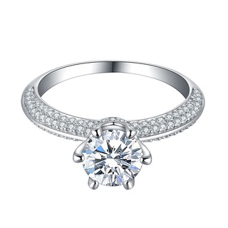 แหวนแต่งงานเงินแท้ Moissanite ประดับเพชร 1 Ct women Rings