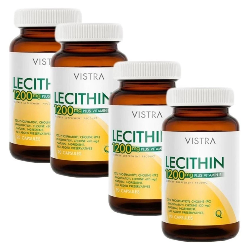 Vistra Lecithin 1200mg Plus Vitamin E 90เม็ด(4ขวด)