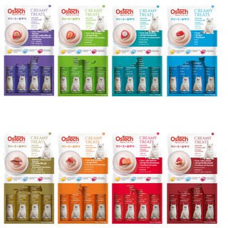 (Set 3 ห่อ) Ostech ขนมแมวเลีย ออสเทค  ครีมมี่ ทรีต (1 ห่อมี 4 ซอง)