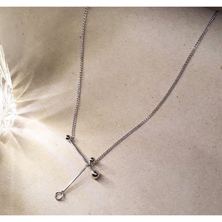 สร้อยคอเกาหลีเงิน925 Glossy simple cross necklace