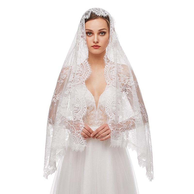 WIT ลูกไม้ Mantilla Veil ดอกไม้ประณีตสําหรับหัวสําหรับ Infinity Church Veil