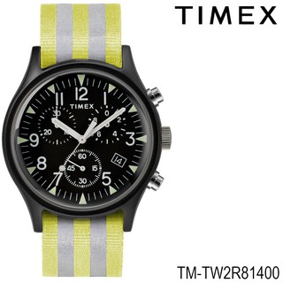 Timex TW2R81400 MK1 Aluminum Chronograph นาฬิกาข้อมือผู้ชาย สายผ้า สีเหลือง/ขาว หน้าปัด 40 มม.