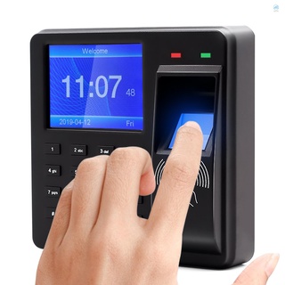 Access Control Time Attendance Machine Fingerprint/Password/ID Card Recognition Time Clock with 2.4 Inch Display Screen Employee Checking-in Recorder Multi-language Support U Disk Export Report for Door Locks