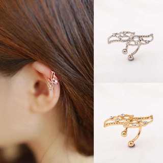 ต่างหู ไม่ต้องเจาะหู ตุ้มหู จิว Elegant Vintage Punk Gothic Crystal Rhinestone Wing Ear Cuff Wrap Stud Clip   - 1 ข้าง