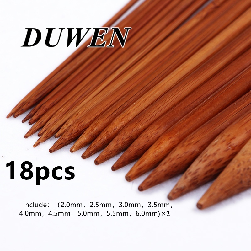 DUWEN 18 ชิ้น/เซ็ต (25 ซม./36 ซม.) ถักเสื้อกันหนาว Stick เข็มไม้ไผ่เสื้อกันหนาวเข็มถักผ้าพันคอหมวกเครื่องมือ