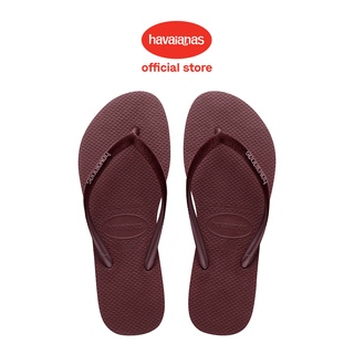 Havaianas รองเท้าแตะ ผ้ากํามะหยี่ แบบบาง สําหรับผู้หญิง - สีไวน์องุ่น