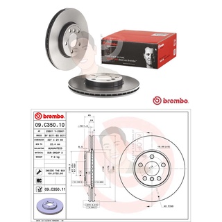 09 C350 11 จานเบรค ล้อ F (ยี่ห้อ BREMBO) รุ่น HC UV MINI F54 F60 ปี 2014-&gt;