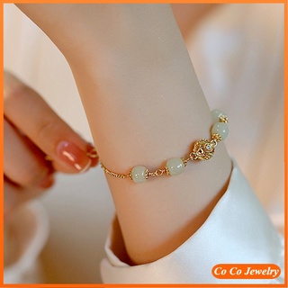 Cocojewelry สร้อยข้อมือ ประดับไข่มุก หยกธรรมชาติ สไตล์เกาหลี เรโทร เครื่องประดับ สําหรับผู้หญิง