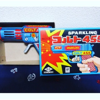 ปืนสังกะสี vintage Tin Toy Gun Sparkling COLT455 ปืนสังกะสี made in Japan