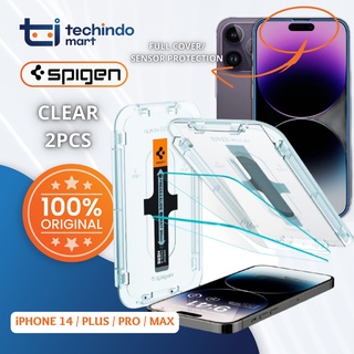 กระจกนิรภัย iPhone 14 Pro Max Plus Spigen Glas tR EZ พอดี ป้องกันเซ็นเซอร์ แบบเต็มจอ