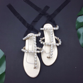 Gold Mermaid Sandals | T รองเท้า รองเท้าไข่มุก รองเท้าผูก รองเท้าไปทะเล รองเท้าสีทอง รองเท้าขับผิว