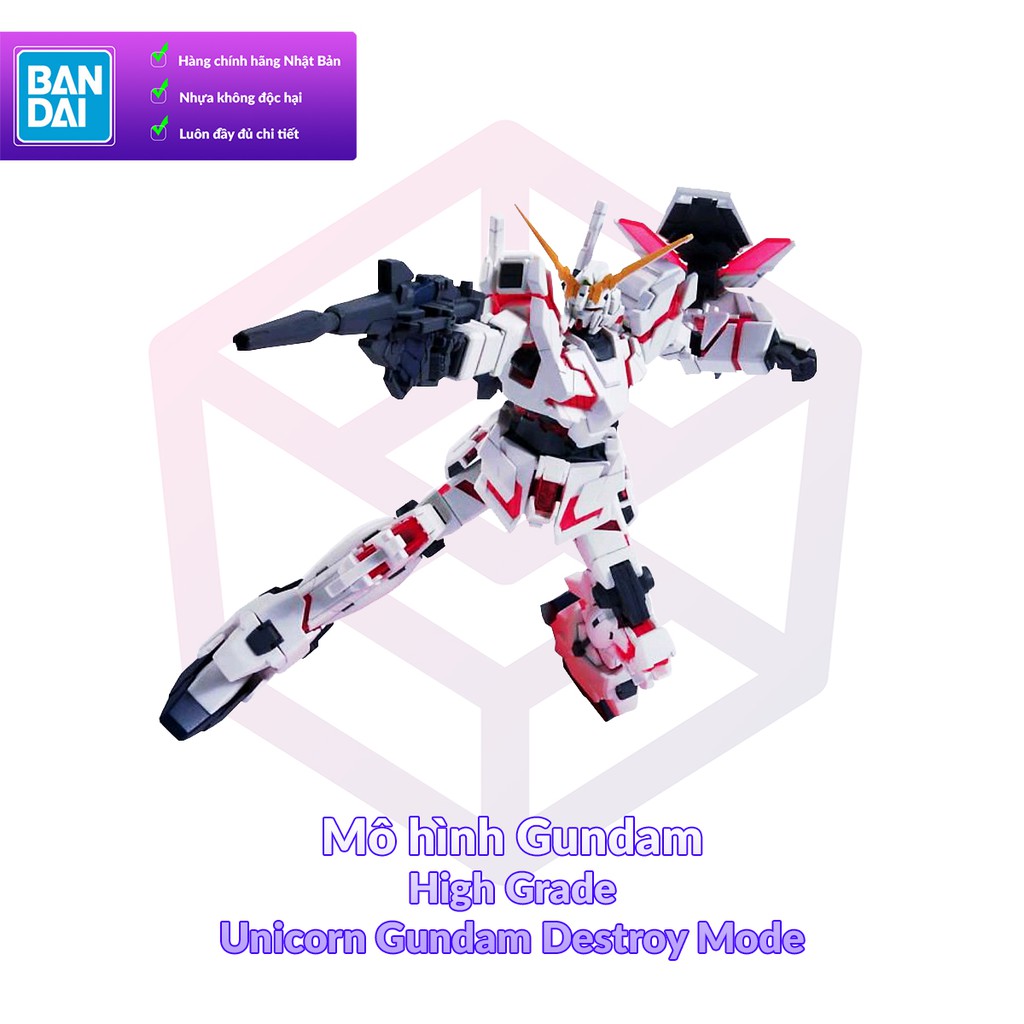 กันดั้มโมเดล Bandai HG 100 Unicorn Gundam Destroy Mode 1/144 MS Gundam UC [GDB] [BHG]