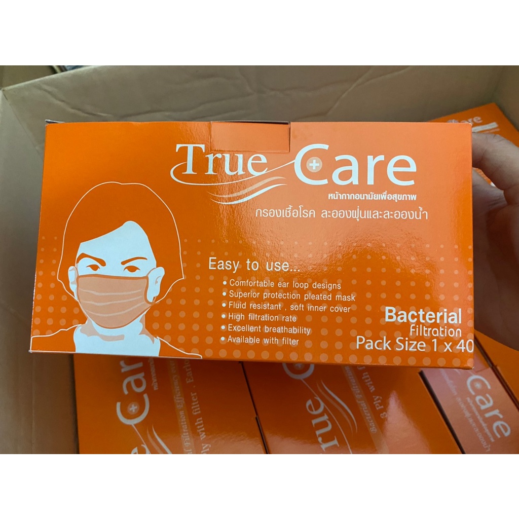 หน้ากากอนามัย TLM (True Care / Next Health) ผลิตในประเทศไทย เกรดทางการแพทย์ กรอง 3 ชั้น 1 กล่อง 40 ชิ้น