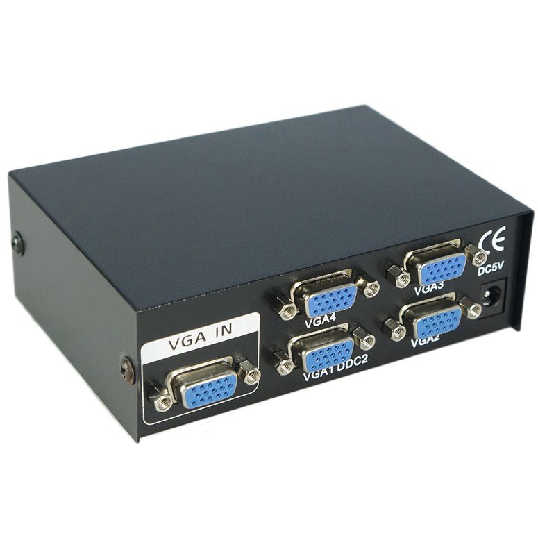4 Port Monitor Switch VGA SVGA Video Splitter Box Adapter USB Powered ...