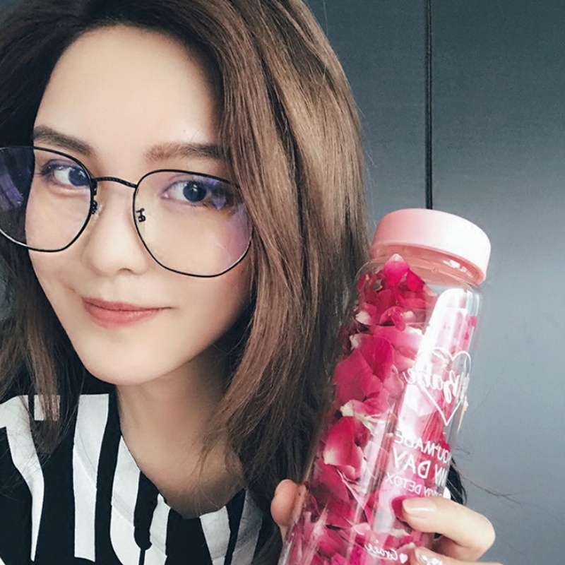 (JIUERBA)COD (คลังสินค้าพร้อม)แฟชั่นเกาหลีกรอบโลหะสี่เหลี่ยมขนาดใหญ่แว่นตาป้องกันสีฟ้าแว่นตาสำหรับผู้หญิงเลนส์ถอดเปลี่ยน