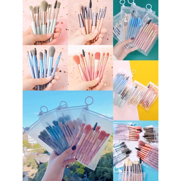 C.116💕พร้อมส่ง💕แปรงแต่งหน้า(1 เซต มี 8 ชิ้น) ขนาดพกพา/แต่งตา ขนแปรงนุ่ม พร้อมถุง ครบเซต มี 4 สี