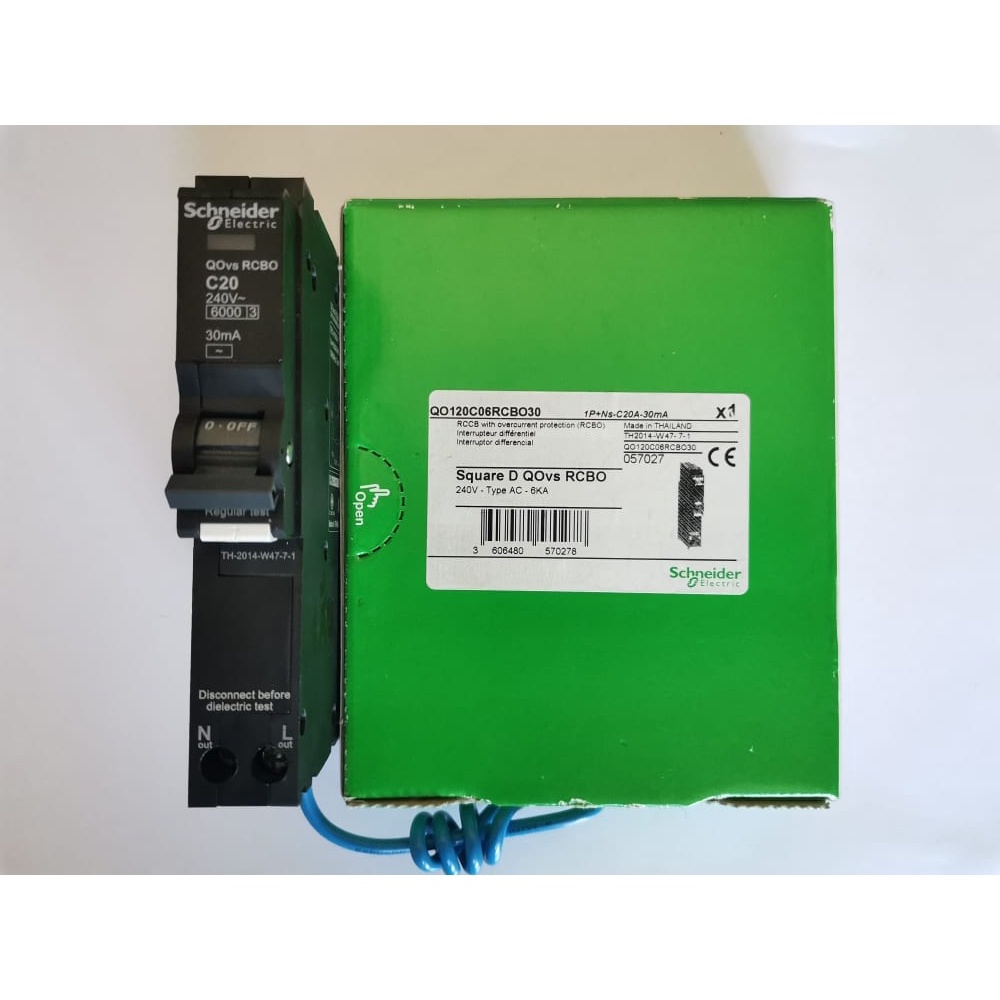 Schneider ชไนเดอร์ ลูกย่อยเซอร์กิตเบรกเกอร์กันรั่ว/ดูด 1โพล 20 แอมป์ RCBO 1P 30mA 6kA (Square D) รุ่