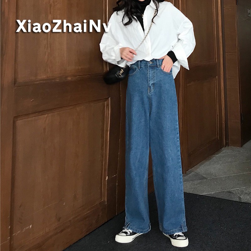 Xiaozhainv กางเกงยีนส์สไตล์เกาหลี