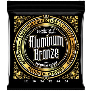 ERNIE BALL® Aluminum Bronze สายกีตาร์โปร่ง เบอร์ 12 (P02566) แบบหุ้มอลูมินั่มทองแดง (Medium Light .012 - .054) ** USA **