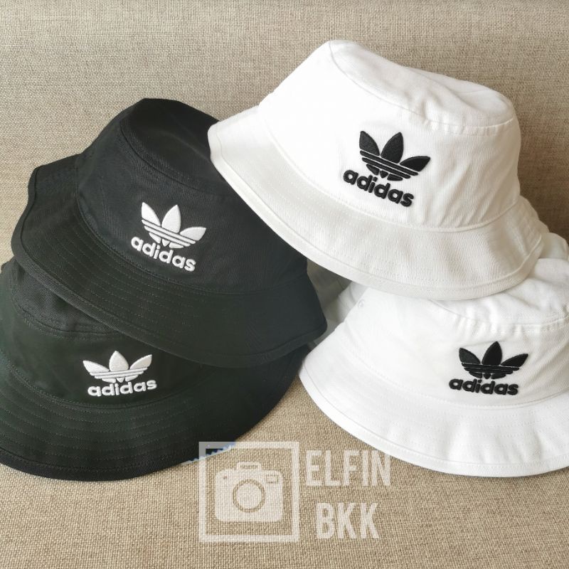 แท้ 💯 Adidas Adicolor Bucket Hat หมวกบักเก็ต หมวกปีกกว้าง อดิดาส อาดิดาส โลโก้ Trefoil สีขาว/สีดำ/สี
