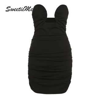Sweeticme ชุดเดรส เปิดหลัง เซ็กซี่ สําหรับผู้หญิง 2022