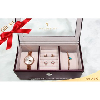 Gift Set Promotion เซ็ตของขวัญ นาฬิกา+ต่างหู+กำไลข้อมือ { Set A10 } พิเศษเซ็ตของขวัญราคาสุดคุ้ม จาก JIN JEWELRY