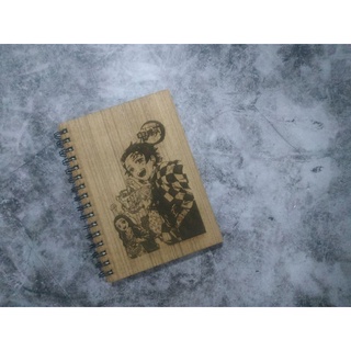 สมุดไม้ ดาบพิฆาตอสูร ขนาด A5 Demon Slayer Wooden Notebook
