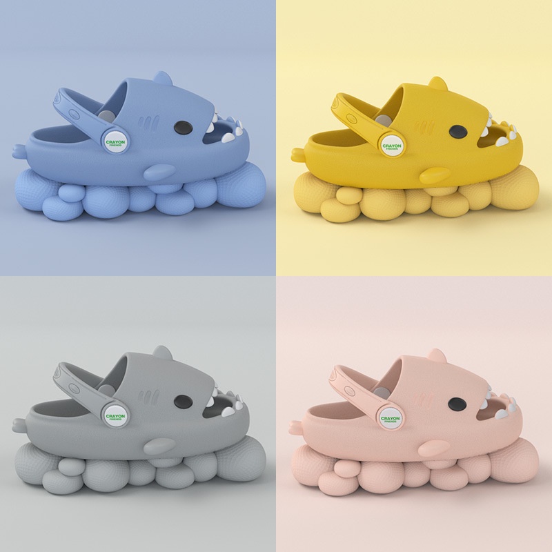 รองเท้าแตะพิมพ์ลายการ์ตูนฉลาม 3 มิติป้องกันการลื่นฤดูร้อนสําหรับเด็ก - รูปที่ 6