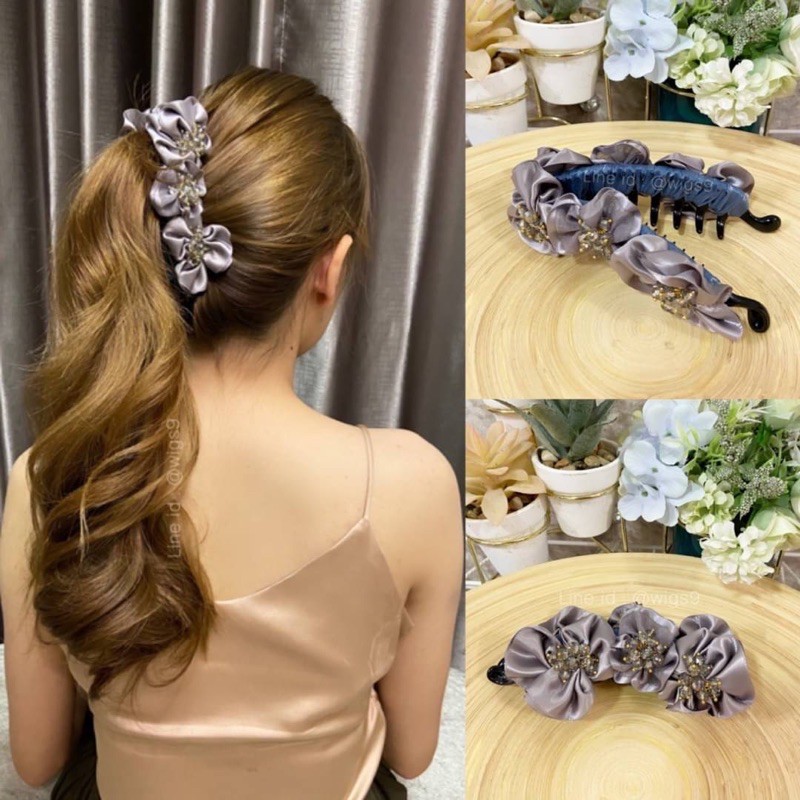 กิ๊บกล้วยแฟชั่น กิ๊บหนีบผมประดับคริสตัลสุดหรู ขนาด 5 นิ้ว ผมยาวหนาใส่ได้