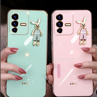 2022 Ready Stock VIVO V23 V23e 5G เคสโทรศัพท Straight Edge Phone Case เคส with Trendy Rabbit Multicolor Phone Soft Back Cover