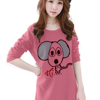 เสื้อยืดแฟชั่นแขนยาว ผ้าใส่สบาย ลาย Puppy (สีโอรส)