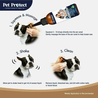 [29961] Pet Protect Ear Cleaner โลชั่นเช็ดหู สูตรอ่อนโยน ลดกลิ่นเหม็น ขจัดไรในช่องหู ขจัดขี้หูและแบคทีเรีย (118 มล./ขวด)