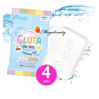 Wink White Gluta Whitening Soap สบู่กลูต้าผสมวิตามินC&amp;E ขนาด85g.(4ก้อน)#1508