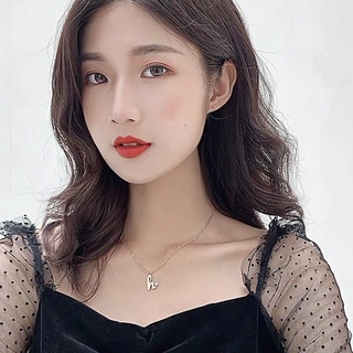 สร้อยคอไทเทเนียม ชุบทอง 18K จี้รูปตัวอักษร h ประดับเพชร ขนาดเล็ก สีสันสดใส แบบเรียบง่าย