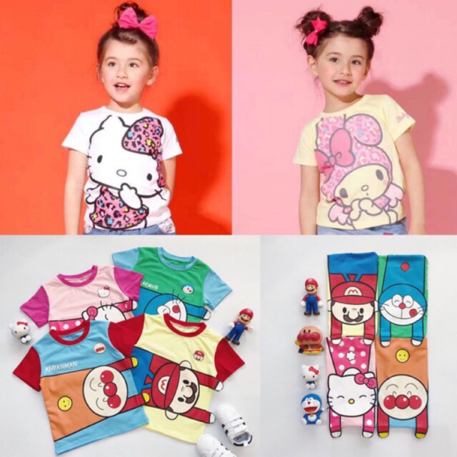 เสื้อยืดเด็ก Babydoll ลายคิตตี้ เมโลดี้ อันปังแมน มาริโอ้ โดเรมอน ผ้านิ่ม พร้อมส่ง